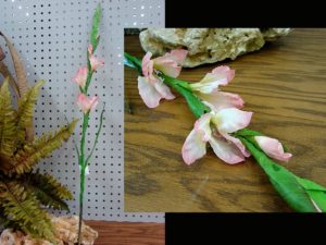 Miniature Gladiolus Realistic Flower Stem Pick Pink Set/3