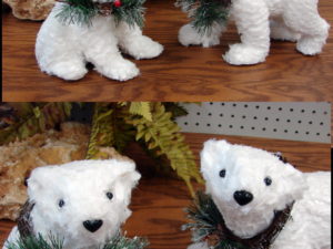 Winter Decor Polar Bear Pair with Wreath Set of 2
