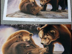 Pierce Bear Cub Battle Lake Campfire Print
