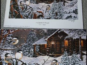 Doughty Enchanted Woods Chickadee Log Cabin Print