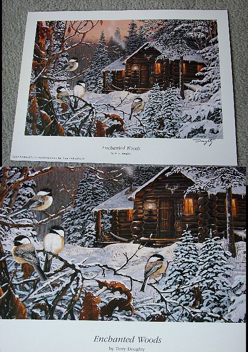 Doughty Enchanted Woods Chickadee Log Cabin Print, Moose-R-Us.Com Log Cabin Decor