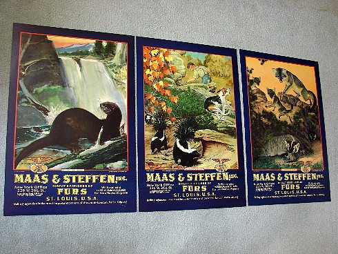 Vintage Advertising Posters Maas &#038; Steffen Furs, Moose-R-Us.Com Log Cabin Decor