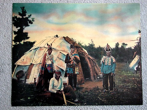 Native American Indian Summer Camp Oversized Vintage Photo, Moose-R-Us.Com Log Cabin Decor