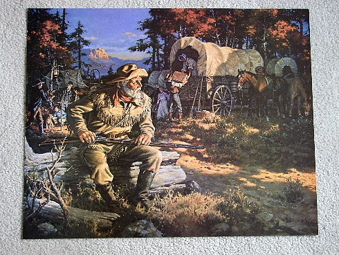 M Nye Covered Wagon Guide Mountainman Oversized Print, Moose-R-Us.Com Log Cabin Decor