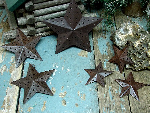Rustic Punched Tin Star Ornament, Moose-R-Us.Com Log Cabin Decor