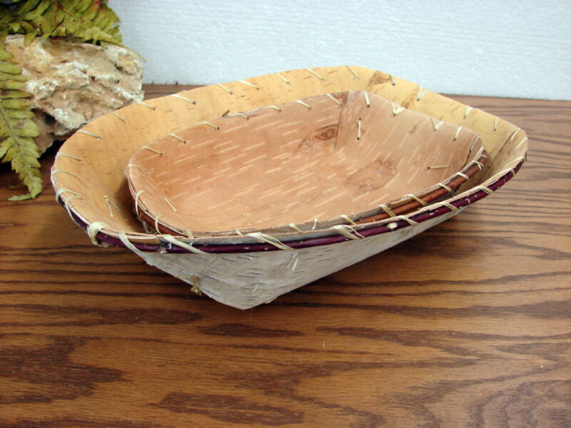 Authentic Native American Indian Winnowing Wild Rice Birch Bark Basket, Moose-R-Us.Com Log Cabin Decor