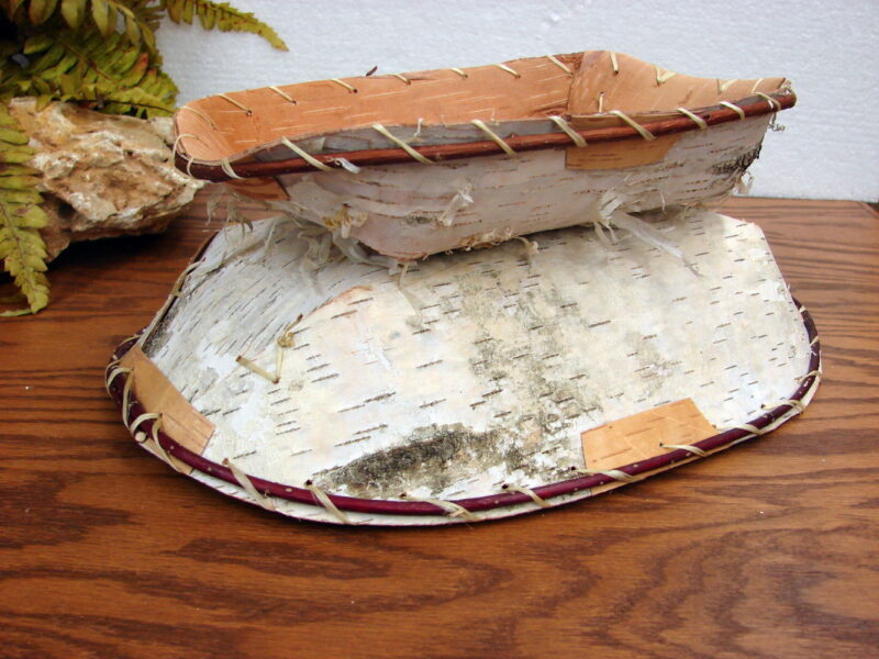 Authentic Native American Indian Winnowing Wild Rice Birch Bark Basket, Moose-R-Us.Com Log Cabin Decor