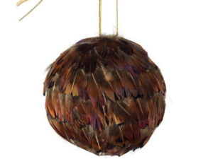Rustic Lodge Real Pheasant Feather Ball Tree Ornament 3"