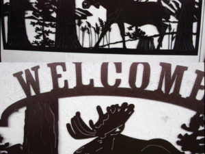 Huge Detailed Laser Cut Iron Gate Sign  Moose Welcome Sign