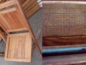 Antique Adult Tall Size Simmons Wood Fold Up Chair Folding Chair w/ Slat Seat Back