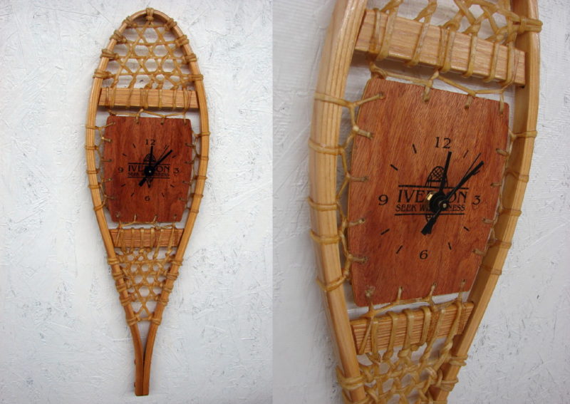 Rawhide Clocks Wood Snowshoe Wall Clock Log Home Decor, Moose-R-Us.Com Log Cabin Decor