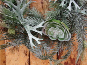 Succulent Mixed Pine Pinecones Frosted Wreath Pick Door Bough