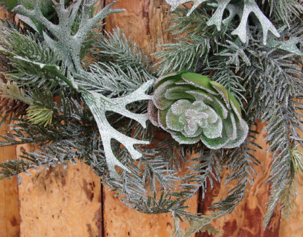 Succulent Mixed Pine Pinecones Frosted Wreath Pick Door Bough, Moose-R-Us.Com Log Cabin Decor