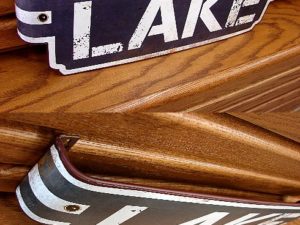 Retro Enamel Look Wall Protruding 3-D Tin Lake Sign