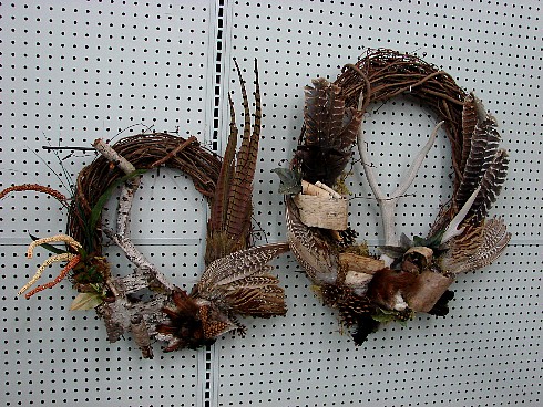 Grapevine Wreath Mule Deer Antler Turkey Pheasant Mushroom Pinecone Birch Bark #W61, Moose-R-Us.Com Log Cabin Decor