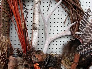 Grapevine Wreath Birch Bark Logs Antler Birch Bark Reed Grass 1/2 Turkey 1/2 Pheasant #W63