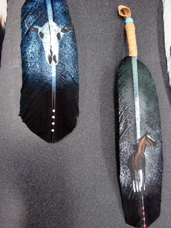 Hand Painted Native American Indian Navajo &#8220;Eagle&#8221; Smudge Prayer Feather, Moose-R-Us.Com Log Cabin Decor