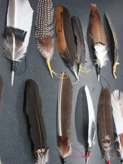 6 TURKEY FEATHERS HAND PAINTED TO RESEMBLE GOLDEN EAGLE FEATHERS