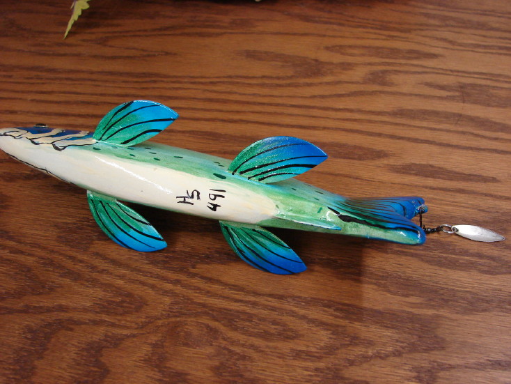 Hand Carved Wood Spearing Fishing Decoy HS Decoys Shark MooseRUs