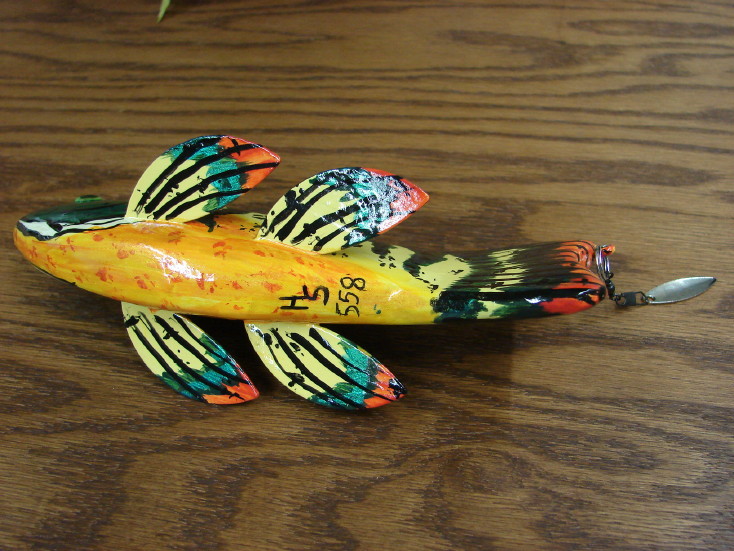 Hand Carved Wood Spearing Fishing Decoy HS Decoys Sunfish MooseRUs