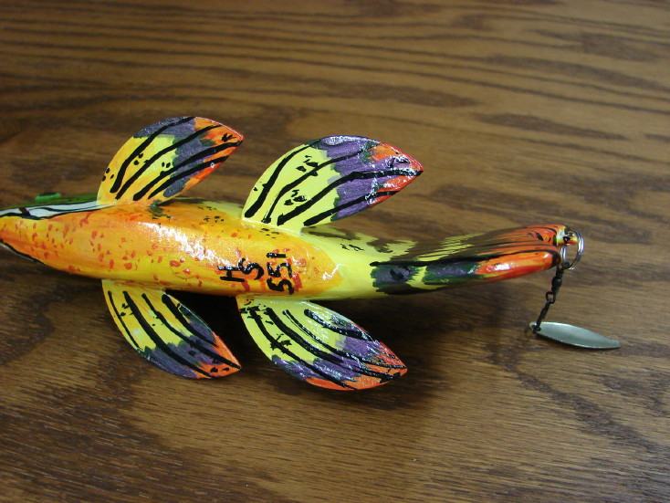 Hand Carved Wood Spearing Fishing Decoy HS Decoys Sunfish MooseRUs