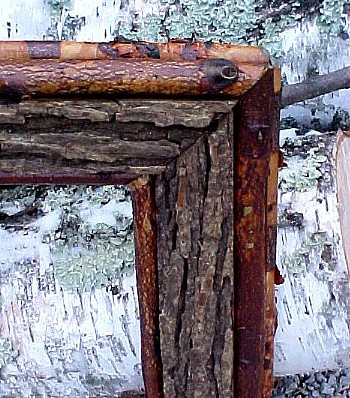 Thick Slab Tree Bark and Young Birch Twig Custom Made Frame Style 3, Moose-R-Us.Com Log Cabin Decor
