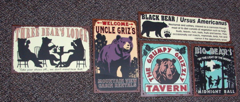 Rustic Tin Bear Sign Cabin Lodge Tavern Sightings Bear Dance, Moose-R-Us.Com Log Cabin Decor