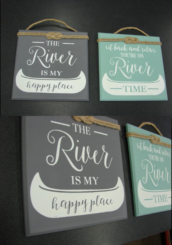 River Themed Wall Sign River Time Happy Place, Moose-R-Us.Com Log Cabin Decor