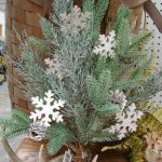 Frosted Mixed Pine Bush Pinecones Primitive Snowflakes Pick - Image 2