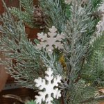 Frosted Mixed Pine Bush Pinecones Primitive Snowflakes Pick