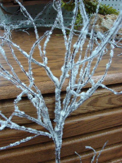 Realistic Snow Frost Covered Branch Pick Garland Winter Forest Decorating, Moose-R-Us.Com Log Cabin Decor