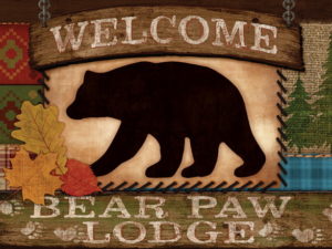 Indoor/Outdoor Rubber Backed Printed Floor Mat Rug Bear Paw Lodge Welcome