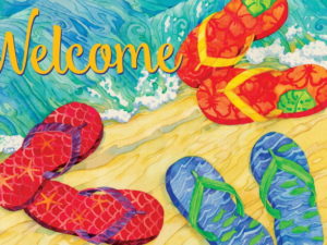 Indoor/Outdoor Rubber Backed Printed Floor Mat Flip Flops