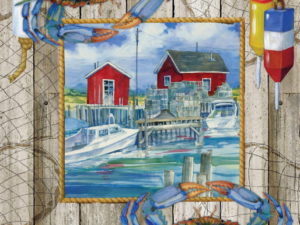 Double Sided Decorative Flag Porch Garden Decor Blue Crab Shack Buoy