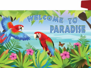 Mailbox Makeover Magnetic Vinyl Artwork Tropical Parrots in Paradise