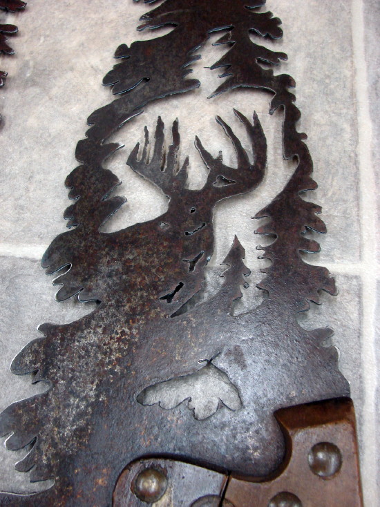 Handcrafted Rustic Antique Hand Saw Metal Art Pine Tree Unique, Moose-R-Us.Com Log Cabin Decor