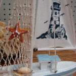 Wood Distressed Sailboat Tabletop Shelf Model