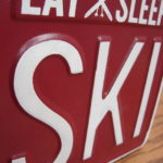 Skiing Snowboard Tin Embossed Sign Eat Sleep Ski - Image 2