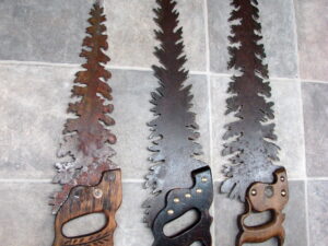 Handcrafted Rustic Antique Hand Saw Metal Art Pine Tree Unique