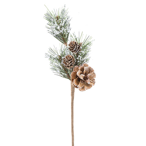 Snowy Pine Cone Pick 12H (Set of 24) Plastic