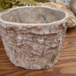 Real Birch Bark Round Flower Pot Lined Rustic Wedding Table