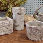 Real Birch Bark Square Flower Pot Lined Rustic Wedding Table - Image 2