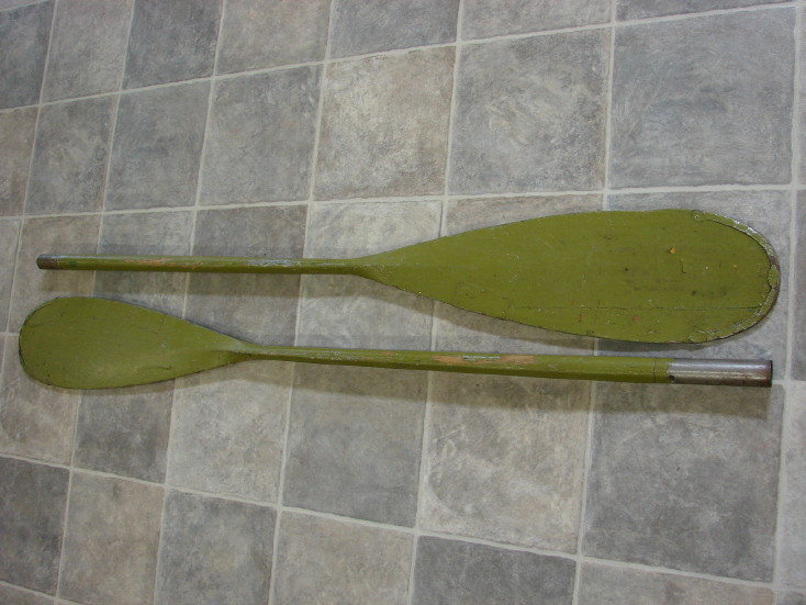 Antique Double Blade Wood Kayak Paddle Copper Accents Two Piece Moose