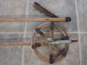 Vintage Antique Snowshoe Bamboo Aluminum Leather Rattan Basket Grip Ski Poles