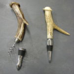 Hand Carved Deer Antler Wine Bottle Combo Cork Screw Stopper - Image 2