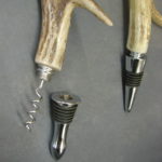 Hand Carved Deer Antler Wine Bottle Combo Cork Screw Stopper