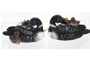 Detailed Miniature Common Loon with Baby Chicks Ornament