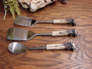 Rustic Deer Antler Realistic Antlers Spatula Spoon Utensil 3 Piece Set