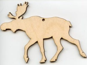 Scandinavian Baltic Birch Wood Moose Silhouette Ornament