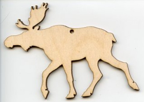 Scandinavian Baltic Birch Wood Moose Silhouette Ornament, Moose-R-Us.Com Log Cabin Decor